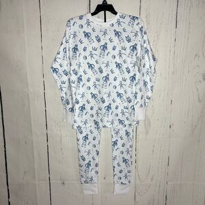 Kids Pajamas with Blue Robot Print